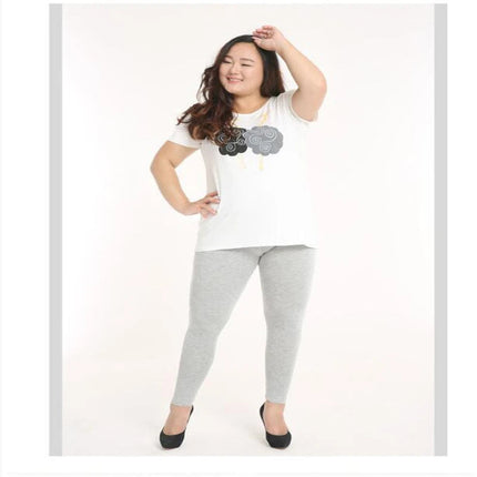 Solid Candy Color Leggings For Women 7XL 6XL 5XL Modal Cotton Large Size Ankle Legins Pants Grey Black White Pink Red Purple PlatiNum