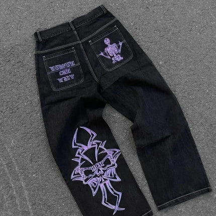 Streetwear New Fashion Stampa oversize Jeans larghi Y2K Harajuku Hip-hop Vintage Popolare Goth Pantaloni a gamba larga a vita alta Pantaloni