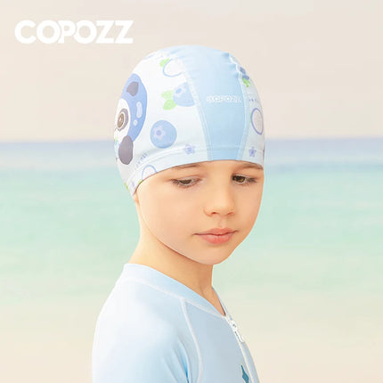 COPOZZ Cuffia da nuoto per bambini in cartone animato Bambini PU Protezione per le orecchie impermeabile Cappello da nuoto Cappelli da bagno elastici Cuffie da piscina per ragazzi Ragazza