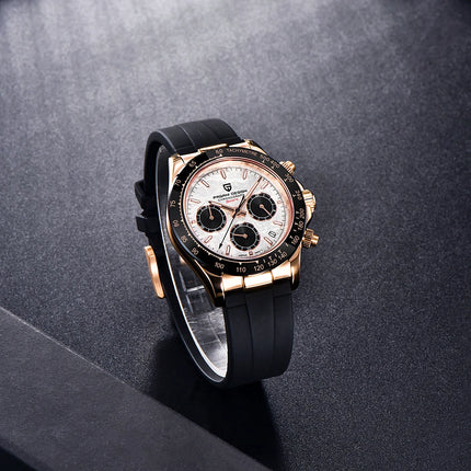 PAGANI DESIGN Nuovo Orologio da Polso al Quarzo da Uomo con Quadrante in Meteorite, Vetro Zaffiro, Cronografo, Impermeabile 100m, in Acciaio Inossidabile