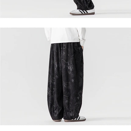 Pantaloni a gamba larga in velluto a coste da uomo in stile giapponese pantaloni larghi casual da uomo spessi e caldi pantaloni a lanterna Hip Hop streetwear taglie forti 5XL