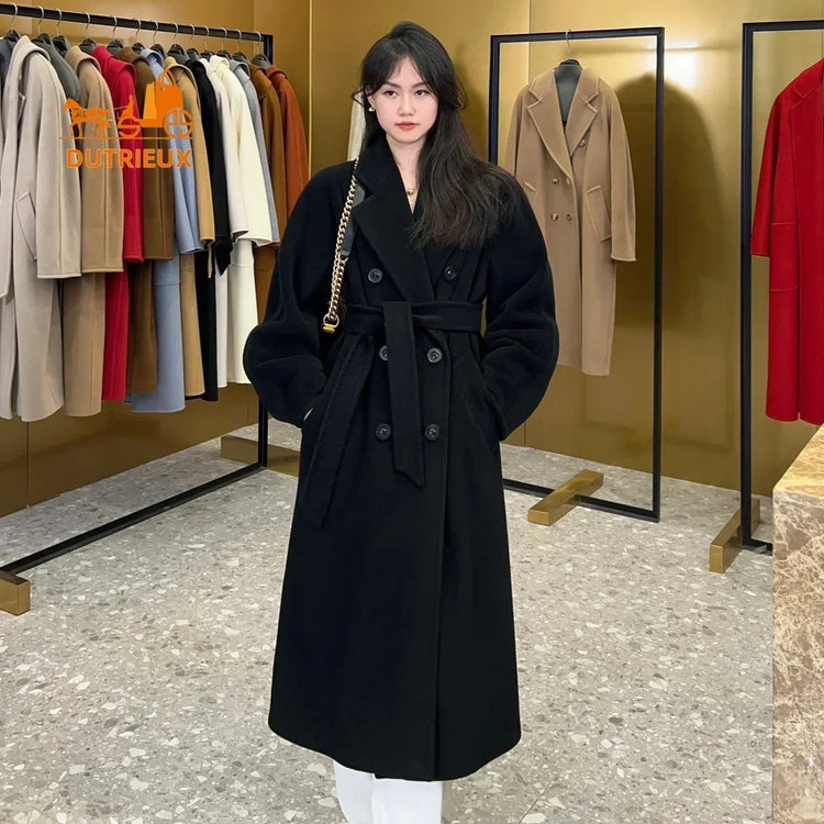 DUTRIEUX Women's Coat Double-sided 10% Cashmere 90% Wool Women's Long Coat Jacket, 2025 Winter New Long Cashmere Coat Women
