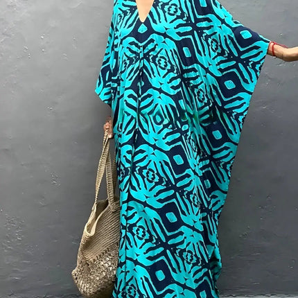 Abiti caftano da donna con scollo a V, costume da bagno estivo, copricostume caftano, abiti da spiaggia maxi taglie forti platinumshop