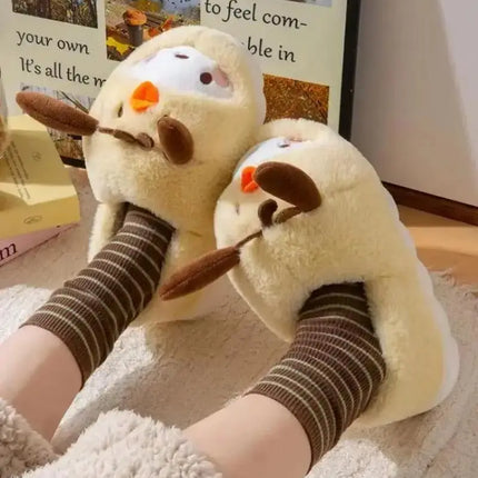 Anime Winter Plush Slippers Kuromi Hello Kitty Cinnamoroll Sanrioed Kawaii Cartoon Cute Indoor Thicken Warm Home Slippers