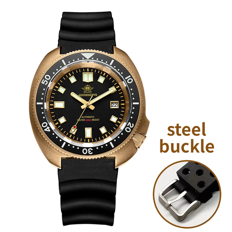ADDIESDIVE Mens Automatic Mechanical Dive Watch Japan 8215 Movement Bronze Case Sapphire Crystal 200M Waterproof Ceramic Bezel