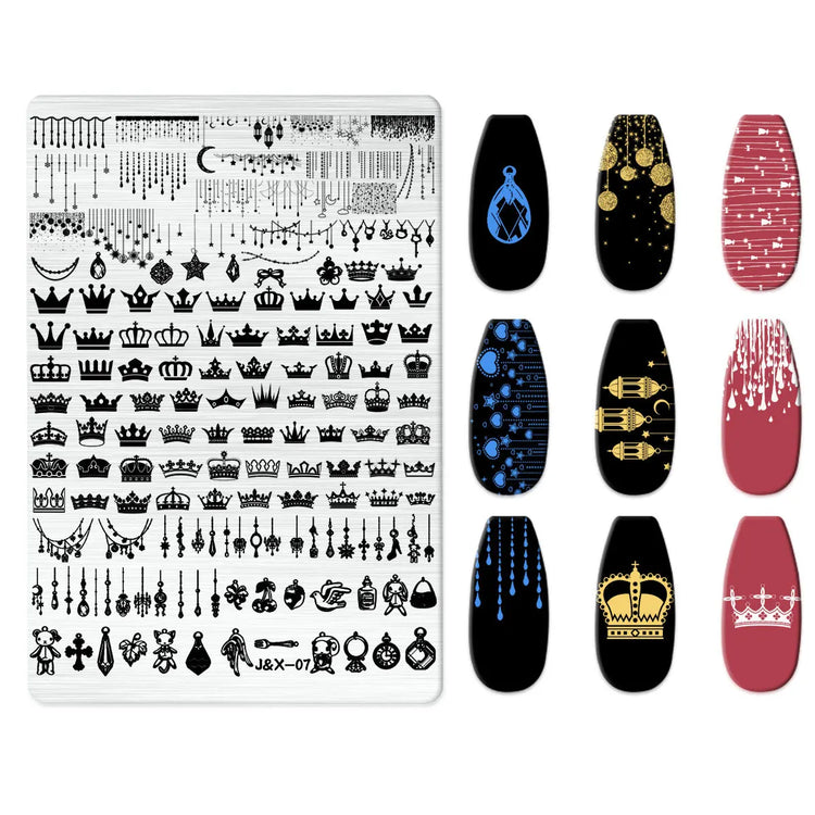 Flowers Love Nail Stamping Newspaper Splice Theme Irregular Stamping Plates Letter Nail Art Printing Stencil Tool Big Size Tools