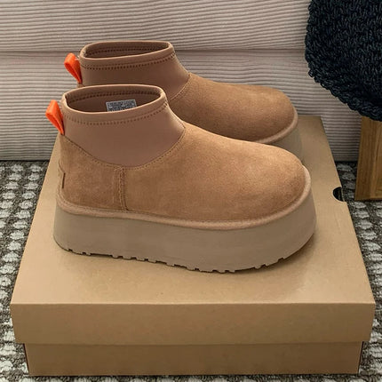 2026 New Winter Warm Wool Dipu Platform Thick Sole Height Increase Genuine Leather And Fur Snow Boots For Women