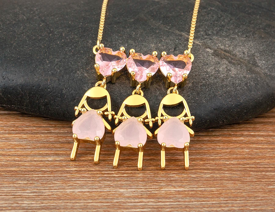 AIBEF Cuore Strass Ragazza e Ragazza Donna Ciondolo Collana Madre Cubic Zirconia Rame Dolce e Carino Gioielli Regalo di Fascino per Bambini