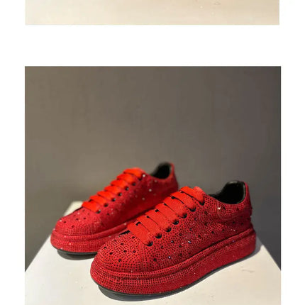 Luxury New Men Rhinestone Lace Up All Match Brand Shoes Causal Flats Loafers Sports Walking Sneakers Zapatos Hombre Vest