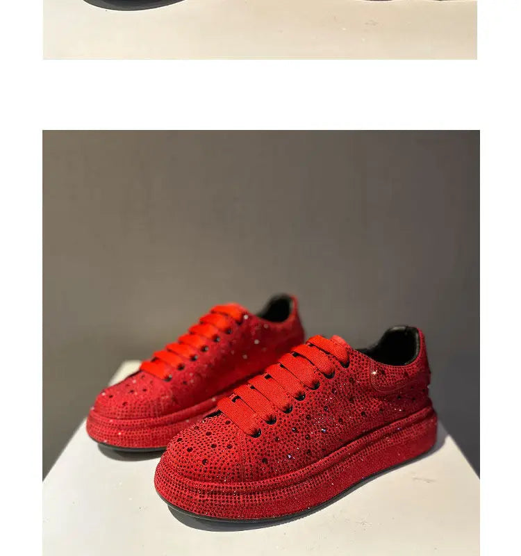 Luxury New Men Rhinestone Lace Up All Match Brand Shoes Causal Flats Loafers Sports Walking Sneakers Zapatos Hombre Vest
