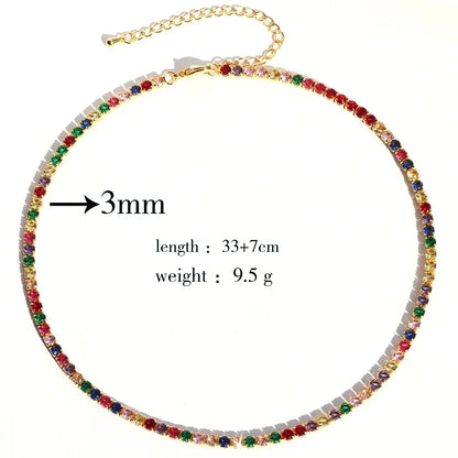 Lusso AAA + 3mm CZ 1 fila lucida catena da tennis collana HipHop ghiacciato Bling zircone cubico girocollo gioielli placcati in oro per le donne