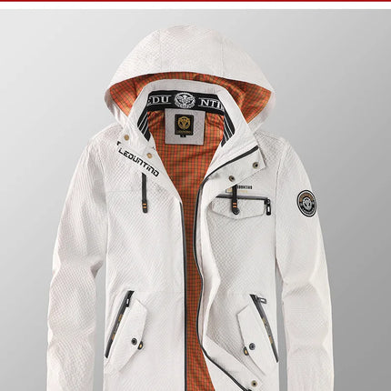 New Men's Trend Fashion Casual Windproof Waterproof Soft Shell Warm Coat Outdoor Sports Jogging Multi-Function Hooded Jacket