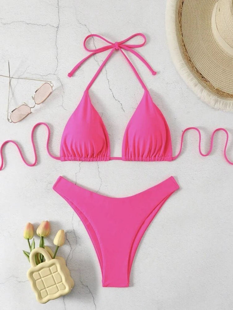 Costume da bagno bikini a perizoma da donna sexy, tinta unita bianco/nero/caffè, con laccetti, stile brasiliano, nuovo, in doppio tessuto, per la spiaggia platinumshop