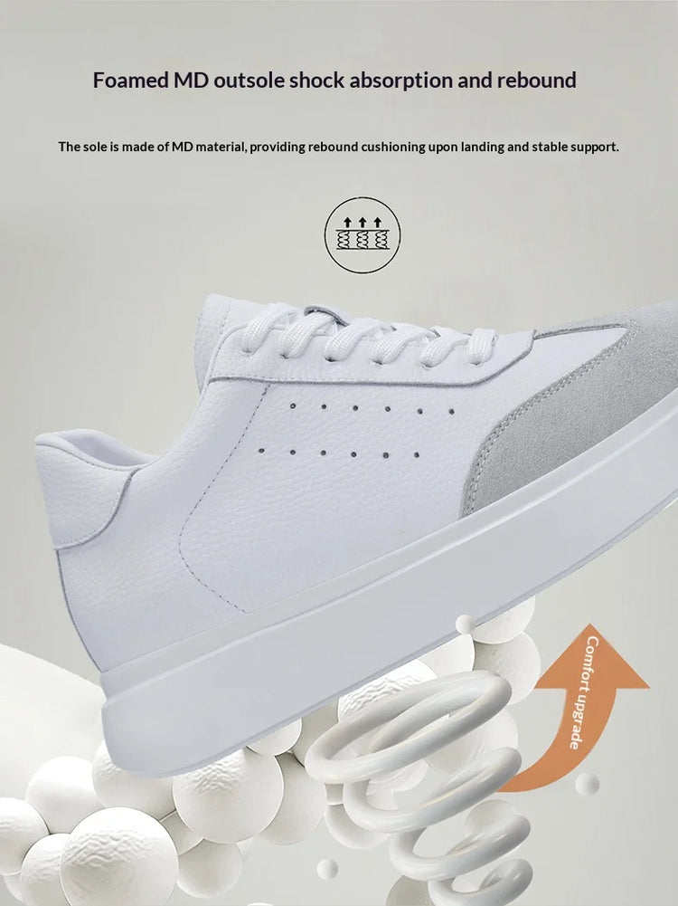 Men 7CM Invisible Height Increasing Sneakers Comfortable Breathable Leather Casual Elevator Shoes Lace Up Thick Sole Sport Shoes