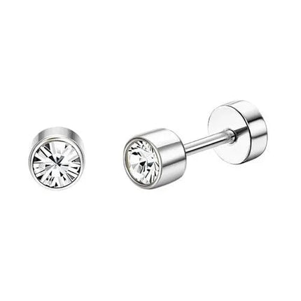 Florideco 1 paio di orecchini a bottone ipoallergenici con retro piatto per donna uomo orecchini a bottone per cartilagine in acciaio inossidabile chirurgico platinumshop