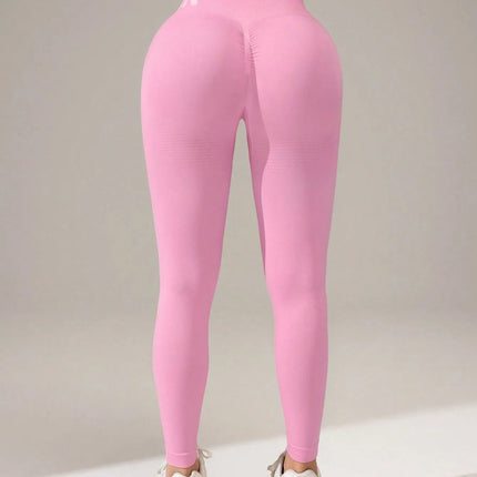 European and American Seamless Yoga Leggings with Waistband Lettering, Butt-Lifting, Quick-Dry Women's Breathable Tights for Pea PlatiNum