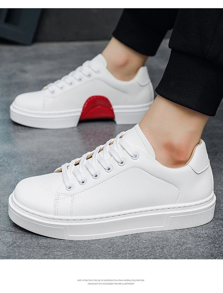 Hot Men's Casual Shoes Leather Sneakers Fashion White Black Male Vulcanized Shoes Non-slip Soft Men Shoes Lightweight Flat Shoe