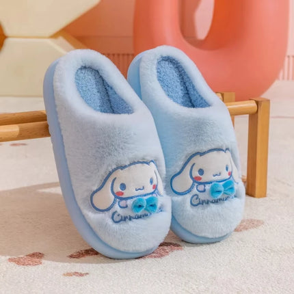 New Kuromi Family Slippers for Autumn and Winter Sanrio Hello Kittye My Melody Cinnamoroll Home Cotton Slippers Festival Gift