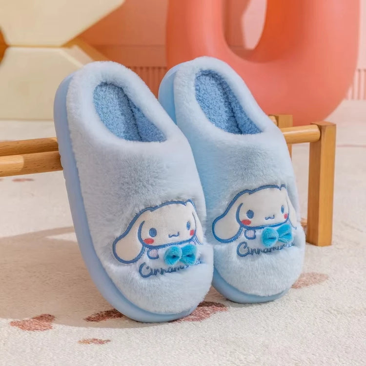 New Kuromi Family Slippers for Autumn and Winter Sanrio Hello Kittye My Melody Cinnamoroll Home Cotton Slippers Festival Gift