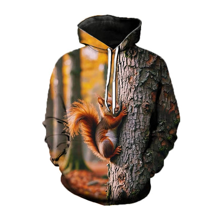 Squirrel Animal 3D Print Hoodies Men's Women Hip Hop Hooded Sweatshirts Harajuku Pullover Street Tracksuit Unisex Coat Clothing