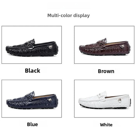 Scarpe Slip-On da Uomo in Pelle di Coccodrillo di Lusso, Scarpe Casual Primaverili ed Estive per la Guida, Stile Coppia, Taglio Basso, Suola in Gomma Traspirante