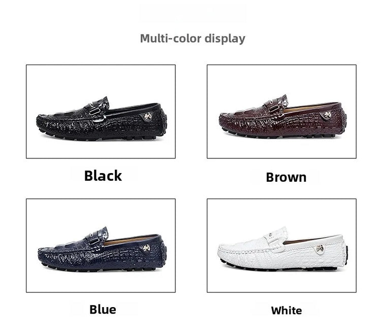 Scarpe Slip-On da Uomo in Pelle di Coccodrillo di Lusso, Scarpe Casual Primaverili ed Estive per la Guida, Stile Coppia, Taglio Basso, Suola in Gomma Traspirante