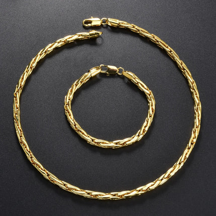 Set di bracciali con collana a catena intrecciata in rame minimalista per donna e uomo, gioielli semplici a strati, pronti, ipoallergenici platinumshop