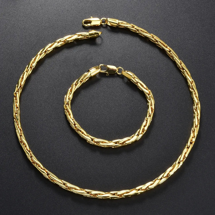 Set di bracciali con collana a catena intrecciata in rame minimalista per donna e uomo, gioielli semplici a strati, pronti, ipoallergenici platinumshop
