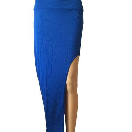 Modische geteilte Röcke Sexy lange Röcke für Damen Offener seitlicher Schlitzrock High-Waist-Rock mit hohem Schlitz Schwarz