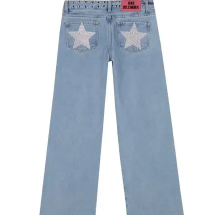 Y2k One Dilemma Pantaloni in denim Stampa leopardata Stella Jeans a gamba larga Streetwear Jeans larghi a vita alta Harajuku Abbigliamento donna gotico