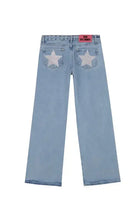 Y2k One Dilemma Pantaloni in denim Stampa leopardata Stella Jeans a gamba larga Streetwear Jeans larghi a vita alta Harajuku Abbigliamento donna gotico