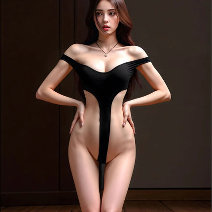 Sexy, tempting, striptease, sexy lingerie; one-shoulder backless bodysuit; slit sexy women's clothing; sexy women' bodysuit.
