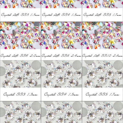 AB/Clear 1 Bag Nail Rhinestones Sizes SS3-SS12 1440 pcs Nail Art Decoration Flatback Glass Stones Shiny Gems DIY Gems nail accessories