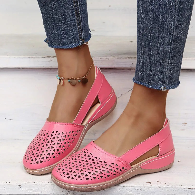 Women's Summer Flat Round Toe Sandals 2023 New Retro Button Sandals Comfy Mary Jane Comfortable Shoes for Women Plus Size 43