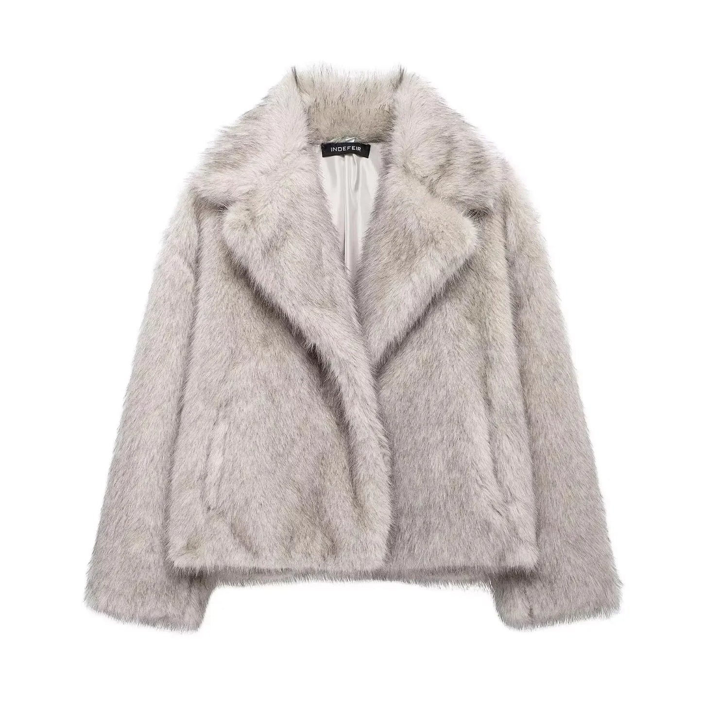 Women Elegant Faux Fur Coat Warm Fluffy Loose Long Sleeve Lapel Jacket Autumn Winter Fashion High Street Lady Outerwear