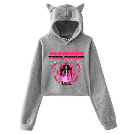 GF Anna Pepe Vera Baddie Tour Hoodie Cat Ears Hooded Sweatshirts Long Sleeve Crop Top Women Fashion Clothes