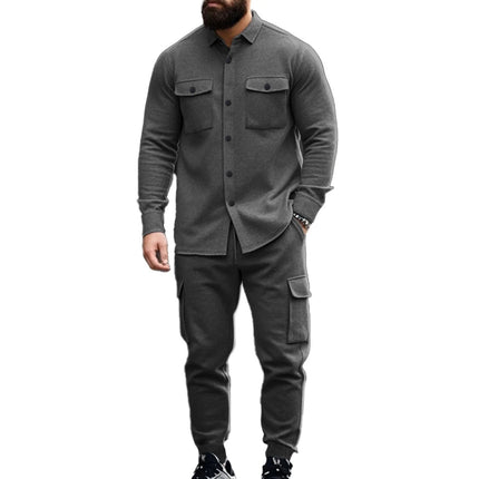 Outdoor Tactical Hunting Jacket for Men, American Heavy Heavy Men's Overalls, lined with Sports Pants, Shirt, 2 Sets PlatiNum