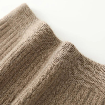 Women's Knitted Skirt 100% Merino Wool Sheath Skirt Solid Color Autumn/Winter Fashion Vertical Strip Wrap Hip Skirt Split Skirt PlatiNum