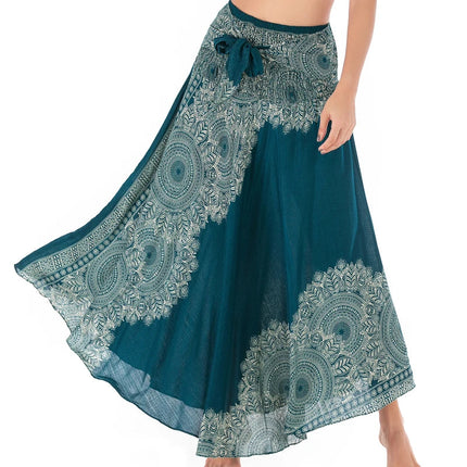 Boho Gonne Donna Rayon Beach Abito lungo Estate Bohemian Jupe Longue Femme Elastico in vita Stampa Fasciatura floreale Halter Hippie platinumshop