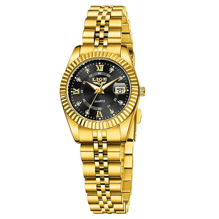 Orologio da Polso LIGE di Lusso con Strass per Donna, Cinturino in Acciaio Inossidabile, Movimento al Quarzo, Regalo, Reloj Mujer platinumshop