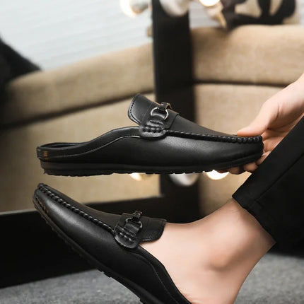 Mocassini Estivi da Uomo in Pelle Comodi e Leggeri, Scarpe Casual Morbide e Piatte, Ciabatte Quotidiane da Uomo