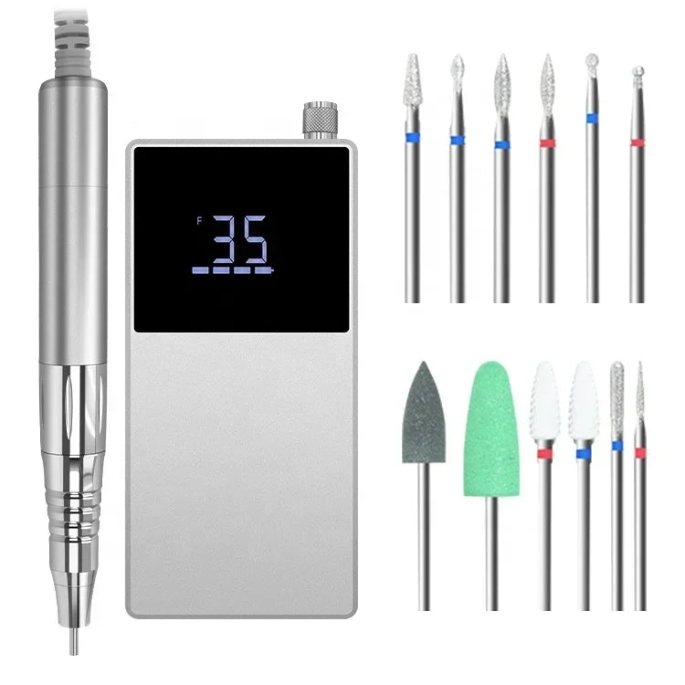 Nail Drill Pullyon UP200-G5 OEM Japan Micromotor G5 Handpiece 35000RPM Electric File Low Noise Low Vibration Acrylic Gel Polishing Machine Manicure Pedicure Sander Salon Equipment