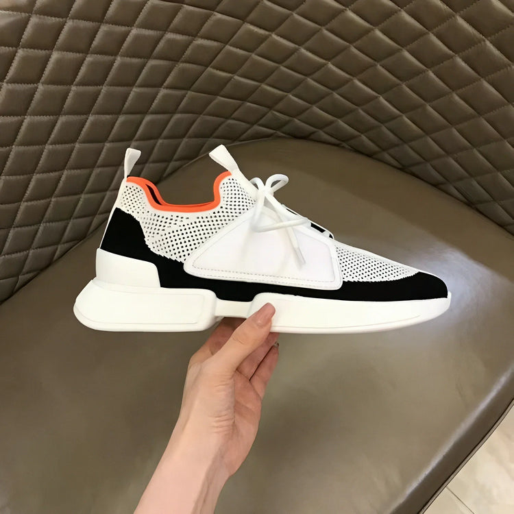 Black White Color Block Mesh Sneakers Unisex for Men Women