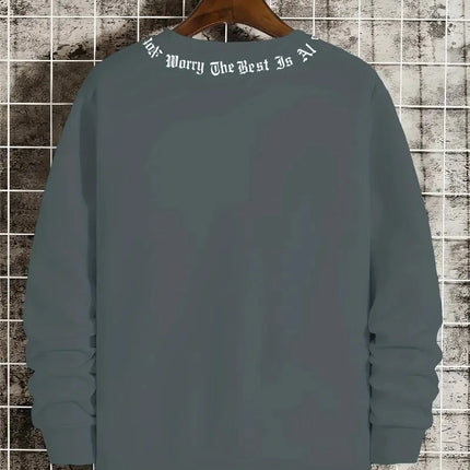 The New Men's Round-Neck Hoodie for Spring and Autumn 2025 Features a Casual and Comfortable 3D Letter Print on the Street