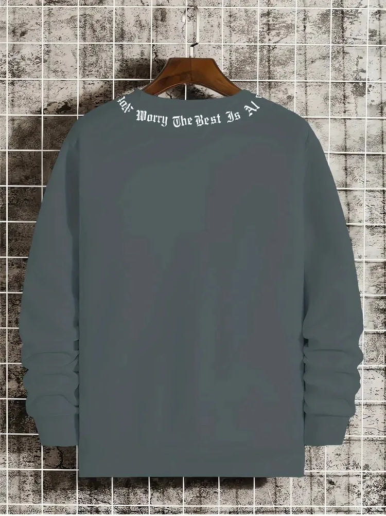 The New Men's Round-Neck Hoodie for Spring and Autumn 2025 Features a Casual and Comfortable 3D Letter Print on the Street