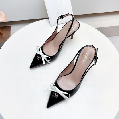 Heels sandals Gladiator summer luxury Brand 2025 bow Women High Heels Pointed toe designer Elegant Slingbacks Party Ladies Shoes
