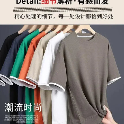 Men's Summer Outfit High Quality Round Neck Men's T-shirt 2-Piece Shorts Set Quick Dry Running Leisure.