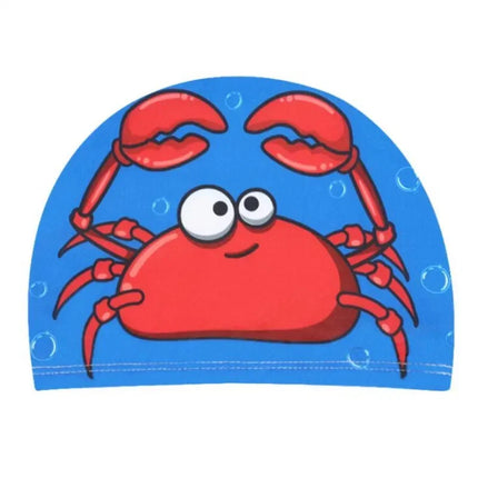 Kids Swim Cap Stretchy Fabric Cute Cartoon Long Hair Adorable Children Protect Ears Pool Hat for Boys and Girls