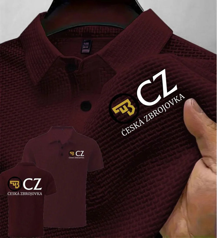 Estate Nuovi Uomini POLO T-Shirt CZ Ceska Zbrojovka Armi da fuoco High End Maglia di seta del ghiaccio da uomo a maniche corte Top Colletto della camicia