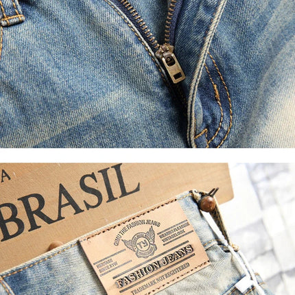 2024 New Retro Distressed Ripped Slim Jeans for Men Street Hip-hop Stretch Straight Fashion Motorcycle Denim Trousers Male PlatiNum